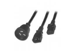 0.6m Power Cable IEC Plug to IEC & 3-pin Socket